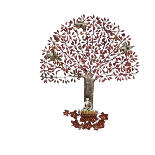 Image of AntarYuga Metal Iron (BUDHA LIFE TREE(B)) Decorative Wall Art /Sculpture for Home Living Room /Bedroom /Hotels /Office /Cafe etc. Size (54 * 4 * 44 INCH - Multicolor)