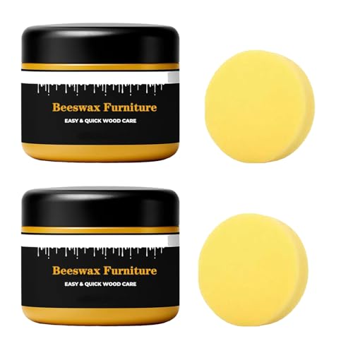 Been Ord Furniture Wax Beeswax Furniture Polish & Wood Conditioner All-Natural Wood Conditioner Restorer and Protector for Tables Cabinets Cutting Boards Waterproof (2 PCS)