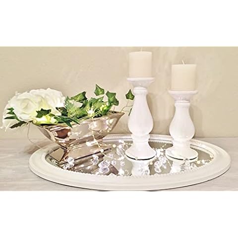 2er-Set Kerzenständer Weiß Kerzenleuchter Kerzenhalter Weiss Keramik Größe 19/23 cm Stumpenkerzenhalter Windlicht Teelichthalter Deko Ideen Stabkerzenhalter Set Säulenständer Hochzeitsdeko Weiß Cover