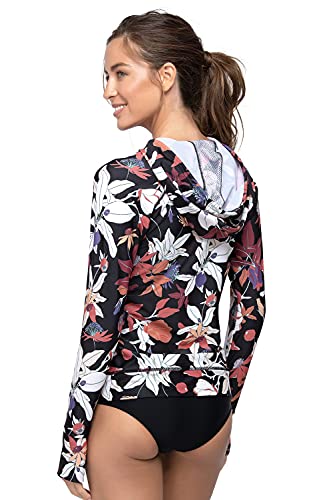 AXESEA Women's Hoodie Rash Guard UV Sun Protection Long Sleeve Hooded Swim Shirts Full Zip Front Swimsuit Tops