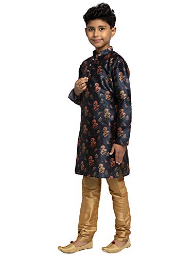 Image of KRAFT INDIA Boys Silk Print Kurta Churidar