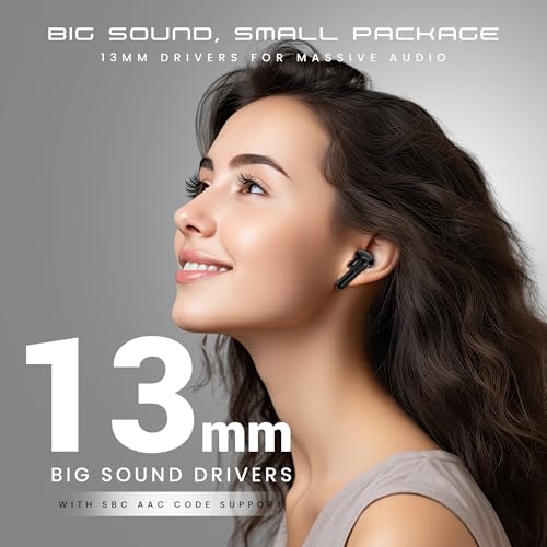 Image of MOZU Flexibuds Klear with ENC,Mems Mic,Game Mode,Low Latency Transparent Earbuds Bluetooth Headset (Shadow Black, True Wireless) (Space Black)