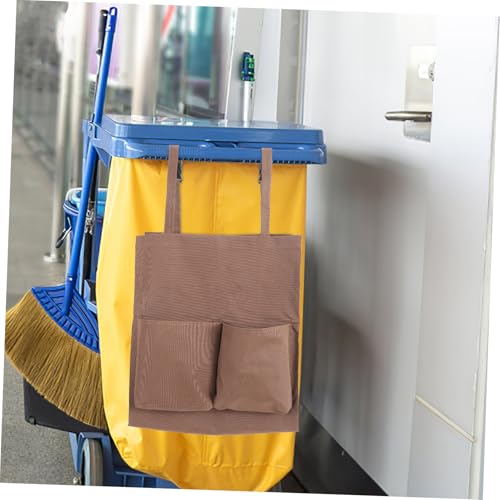 Image of Janitorial Cart Bag, 17.68x15.72x7.86in Replacement Cart Trash Collecting Amenity Bag for Housekeeping Commercial Janitorial Cleaning, Coffee