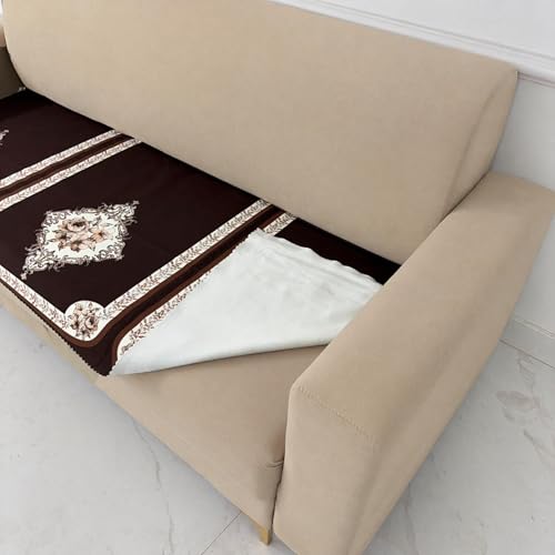 Image of Homerz Premium 'Luxe Series' Holland Velvet Sofa Cover | Smooth Finish | Anti-Skid Fleece Backing | Soft Touch Couch Protector for Living Room (Coffee, 5 (3+1+1) Seater, Only Seat Cover)