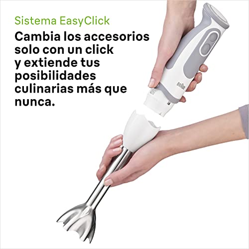 Braun Minipimer 5245 Batidora de Mano, 1000 W, 21 Velocidades, Función Turbo, Anti-Salpicaduras,...