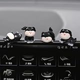 HANFEIDA Dog Figurines Dashboard Decor, 4 Pcs Mini Schnauzer Cute Car Accessories Interior, Mini Resin Schnauzer Gifts for Women Girl
