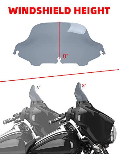 Amazicha 8" Smoke Wave Windshield Windscreen Compatible For 1996-2013 Harley Davidson Touring Street Glide/Electra Glide/Tri Glide Flht Flhx Flhtcu Flhtc Flhtk (Tint) #TOP6