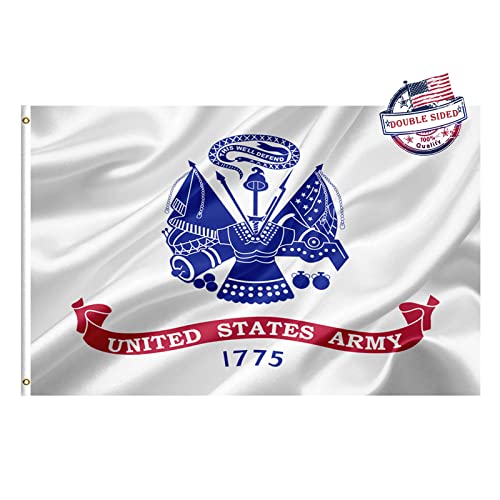 Mosprovie US Army Flag 3x5 Outdoor Double Sided- Heavy Duty 3ply United States 1775 White Military Flags Super Durable 4 Rows Stitched Edge American Army Canvas Header with 2 Brass Grommets