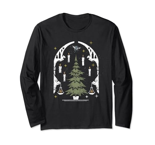 Image of Harry Potter Hogwarts Great Hall Christmas Tree Stamp Long Sleeve T-Shirt