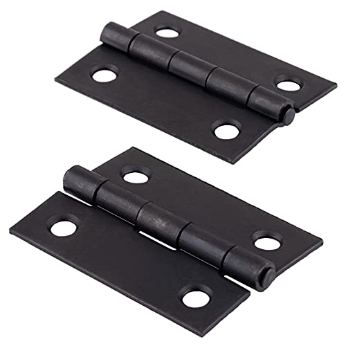 Flat Black Finished Butt Hinges | 2" X 1-1/2" | Pack Of 2 | Cabinet Door Hinges | Antique Furniture Hardware | H13-H537D-200Blk2 (1) #TOP2
