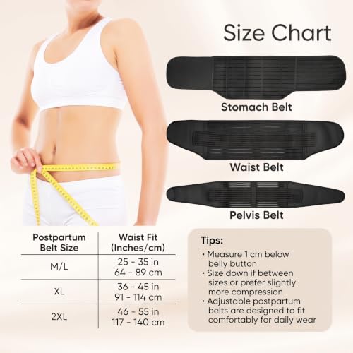 Image of Somaka 3-in-1 Postpartum Belt After Delivery for Women - Post Pregnancy & C-Section Abdominal, Waist & Pelvis Support Belt, Adjustable Belly Wrap for Postpartum Recovery (Black, Free Size)
