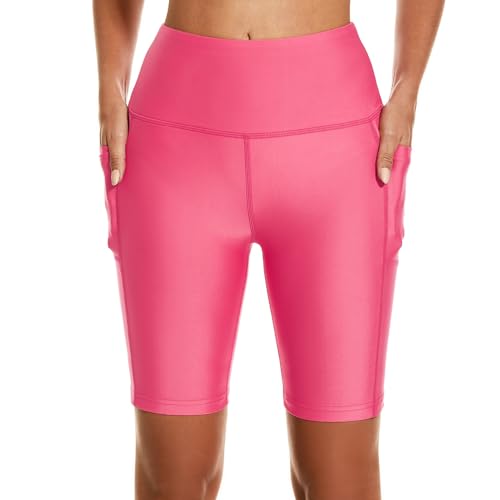 Image of HODOSPORTS Women's 3'' /5'' /7'' /9'' /12'' Swim Board Shorts UPF50+ High Waisted Quick Dry Swimsuit Bottoms with Pockets Liner