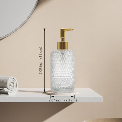 Image of Glass Hand Soap Dispenser Bathroom, Refillable Liquid 12.7oz Soap Dispenser with Rust-Proof Plastic Pump for Kitchen