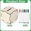 Briwooody 12 Set DIY Unfinished Wooden Block Bank Unfinished Piggy Bank Set with Coloring Pens Blank Coin Box Crafts for Wood Piggy Banks Craft and Home Activities Fun #1