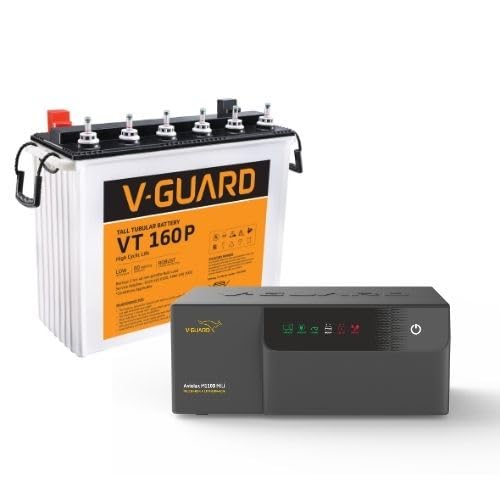 Image of V-Guard Inverter & Battery Combo (Aviolux 1100 Inverter, VT 160 P (152Ah Tall Tubular Battery)) for Home, Office & Shops