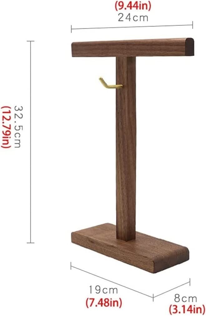 Supporto Per Cuffie Porta Cuffie Supporto Per Auricolare In Legno Per Verticale Da Tavolo Per Espositore Per Auricolari Con Gancio In Metallo Multifunzionale Organizzare(Black)