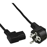 InLine Netzkabel, Schutzkontakt gewinkelt auf Kaltgerätestecker C13 links abgewinkelt, 0,5m, schwarz Kaltgerätestecker links abgewinkelt