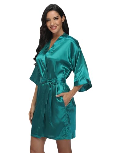Image of Women's Pure Short Silky Robes Bridesmaid Bride Party Satin Robes Sleepwear