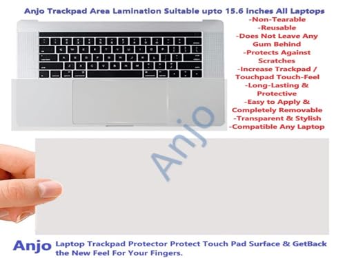 Image of Anjo Laptop Trackpad and Backside Lid Full Body Skin Sticker Lamination Cover, Easily Apply & Removable & Reusable Qualities, Suitable for All Brand Size Upto 15.6 Inch Laptops, Transparent-Vinyl
