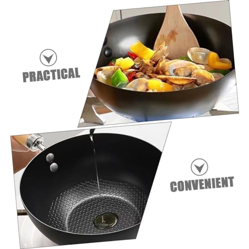 Wok de hierro antiadherente con mango de madera PRETYZOOM miniatura 7