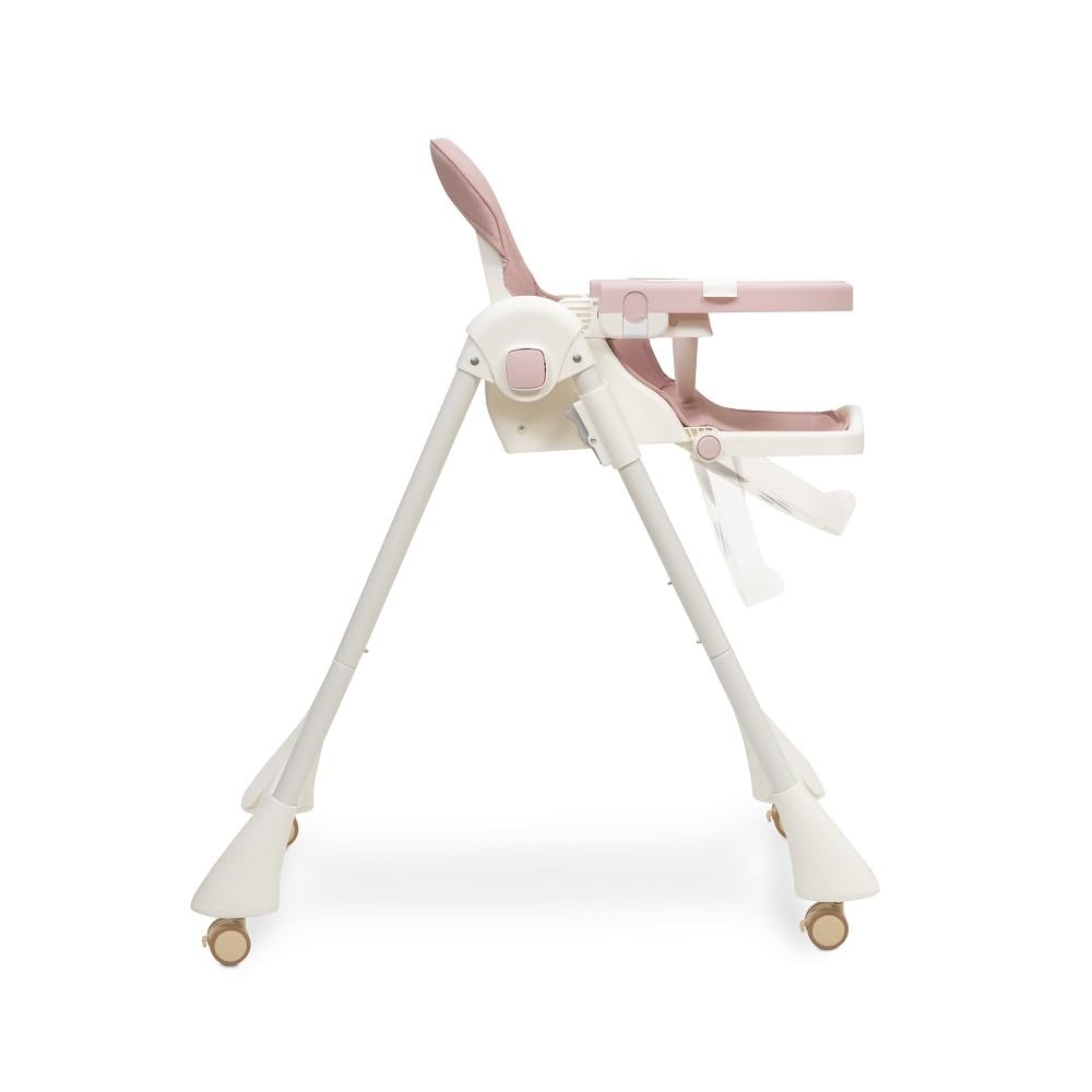 Interbaby Trona Bebé Evolutiva Plegable 6-36 Meses Aluminio (Practic Rosa) | Hasta 20 kg. Silla de comer portátil, respaldo 4 posiciones, 8 alturas, bandeja regulable, arnés 5 puntos, plegado compacto