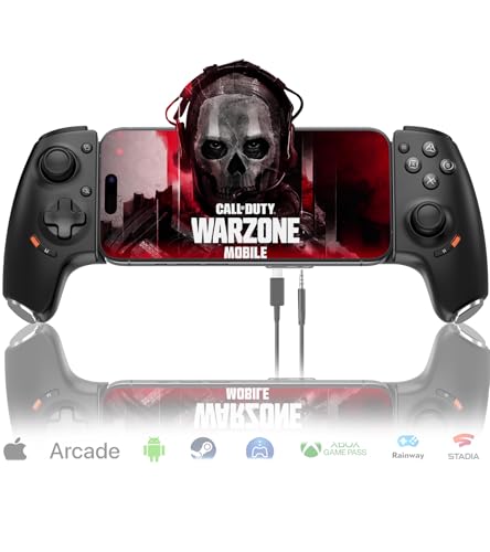 Type C Mobile Gaming Controller for Android & iPhone 17/16/15 Series(USB-C), Phone Controller with Hall Joysticks & Triggers, Remote Play/Xbox Streaming/Cloud Game/COD, 3.5mm Audio Jack -Black