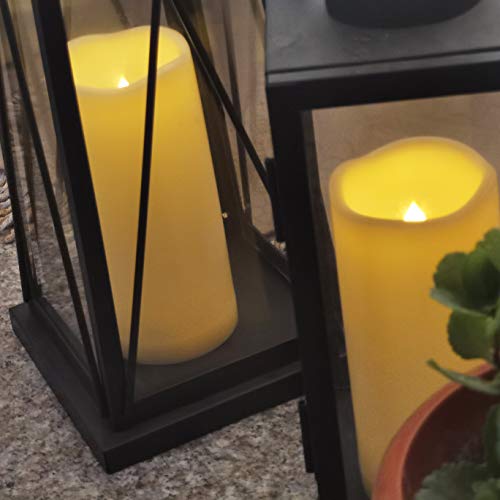 Image of iZAN 2 Pack Waterproof Outdoor Flameless Candles with Timer 3 inch x 7 inch Battery Operated Electric LED Pillar Candle Set for Gift Home Decor Party Wedding Supplies Garden Halloween Christmas Decoration