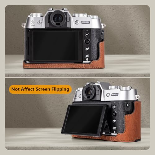MUZIRI KINOKOO Fuji XT50 Case, Genuine Leather Protective Half Case Compatible for Fujifilm X-T50 Fuji XT50 Camera - Image 4