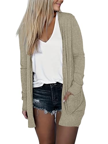 Image of DB MOON Womens Long Cardigan 2026 Fall Lightweight Long Sleeve Open Front Sweater with Pockets