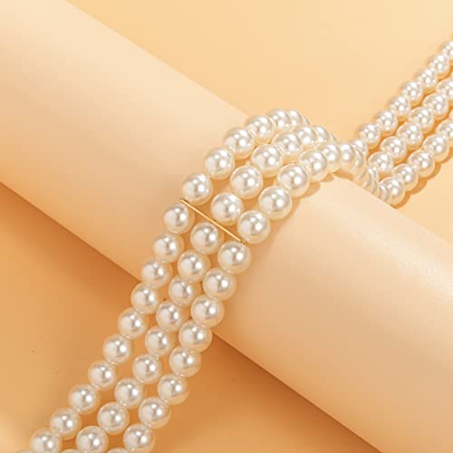 Wiwpar Imitation Pearl Choker Necklace Vintage Multi Strands Pearl Necklace 20S Flapper Necklace For Women Girls (Style 1) #TOP2