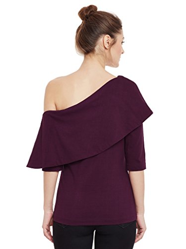 Image of Miss Chase Women's Black One Shoulder Half Sleeved Solid Layered Top