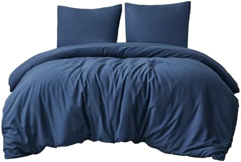 Aisbo Bettwäsche 220x240 3teilig Blau - Mikrofaser Bettwäsche-Sets Marine Blau mit Reißverschluss, ÖKO-TEX Bettbezug 240x220 cm 3tlg mit Kissenbezug 80x80 cm, Weich und Bügelfrei
