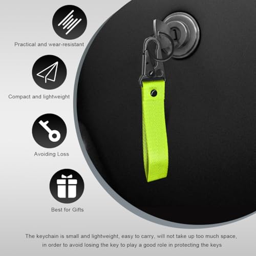 Image of Wevdn Car Key Chain, Fabric Metal Practical Multifunctional Motorcycle Keychain, Anti-Lost Keychain with O-Ring for Men Women (Green-2PCS)