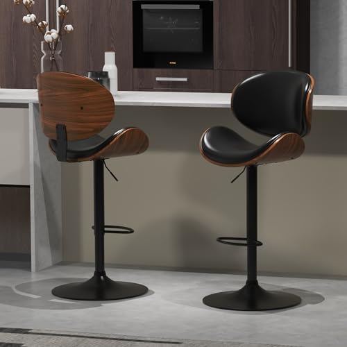 civama Bar Stools Set of 2 for Kitchen Counter, Adjustable Bar Height Chairs, Modern Swivel...