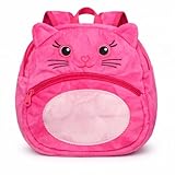 Mini Mochila Infantil de Bichinhos em Poliéster Tipo Pelúcia 2 Bolsos, Alça Regulável, Leve e Resistente para Escola, Passeio e Dia a Dia Estampa de Animais. (Gatinho)