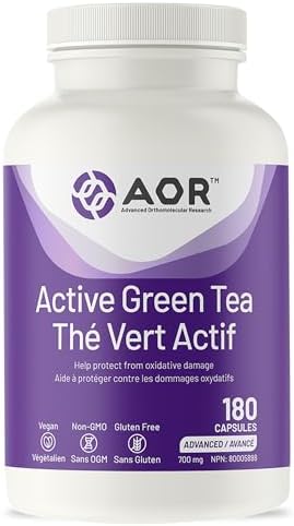 AOR Active Green Tea 700mg, 180 Caps 60-Day Supply - Powerful EGCG Green Tea Extract Supplement for Liver & Digestive Support & Cardiovascular Health - Vegan, Non-GMO & Gluten-Free Antioxidant Formula