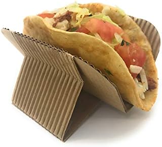 [50 COUNT] Disposable Taco Holder Stand - Rack Tray Plates for Serving Hard
