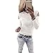 Produktbild Zarupeng Rundhals Spitzenbluse, Mode Damen Spitze Patchwork Hohlen Crop Tops T-Shirt Bluse Einfarbig Langarm Jumper Slim Fit Shirt Casual Hemd Oberteile (XL, Weiß-1)