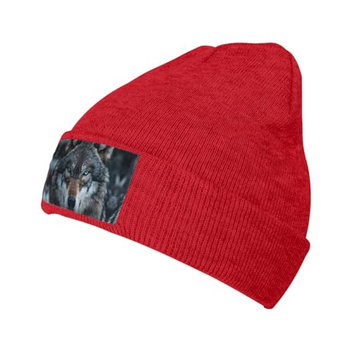 Photo de Kfjghhl Blue Eyes Wolf Bonnet chaud en tricot avec doublure en polaire thermique pour homme