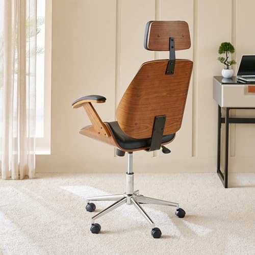 Image of Home Centre | Charles Faux Leather High Back Office Chair | Office Chair for Home | Engineered Wood | Black | 1 Year Warranty