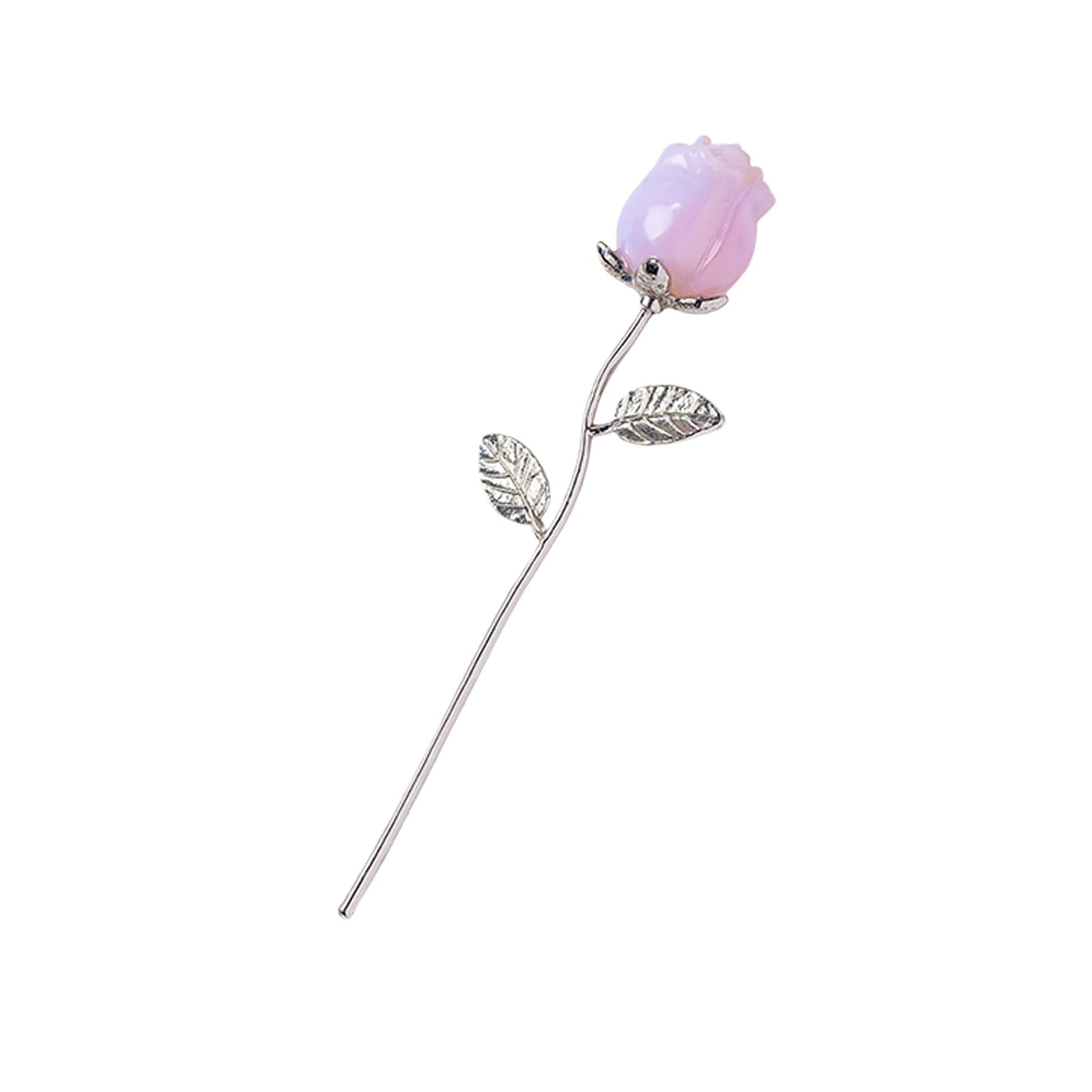 Hsioluted Natural Crystal Carved Rose Handcrafted Arts Piece Feature Detailed Craftsmanship for Sophisticated Homes and Decoration Enhancing Ambiances Simulated Rose