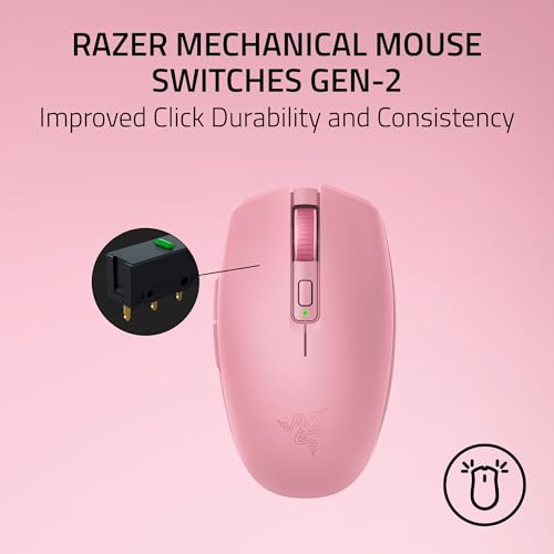 Image of Razer Orochi V2 Wireless Gaming Mouse - Ultra Lightweight & Portable, Bluetooth & 2.4GHz Wireless Connectivity, 18K DPI, Up to 1100 Hr Battery Life, Compatible with PC & Mac - Quartz Pink