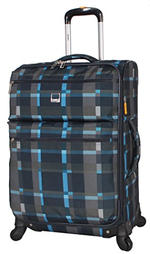 Lucas Designer Luggage Collection - 3 Piece Softside Expandable Ultra Lightweight Spinner Suitcase Set - Travel Set Includes 20 Inch Carry On, 24 Inch & 28 Inch Checked Suitcases (Old School Navy) #TOP1