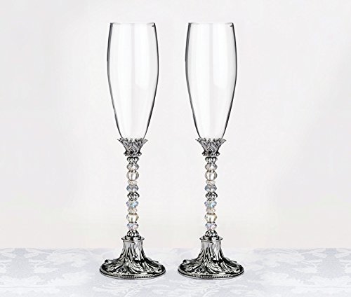 Lillian Rose Silver, Medium (G920 S) Crystal Beaded Toasting Glasses, 8Oz #TOP1