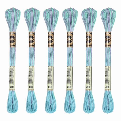 Image of PATIKIL 6 Skeins Embroidery Floss, Polyester Embroidery Threads Bracelets String for Cross-Stitch Hand Embroidery, Green Purple