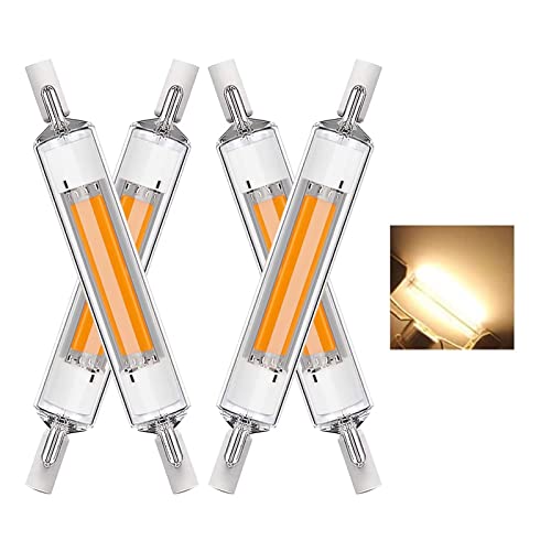 Aocase R7S LED 118mm Dimmbar, 10W R7S LED Glühbirne Ersatz für 50W Halogen Leuchtmittel, Warm White 3000K R7S LED 1000LM, Kein Flackern Dimmable, 360 Grad Licht, 4er-Pack Cover