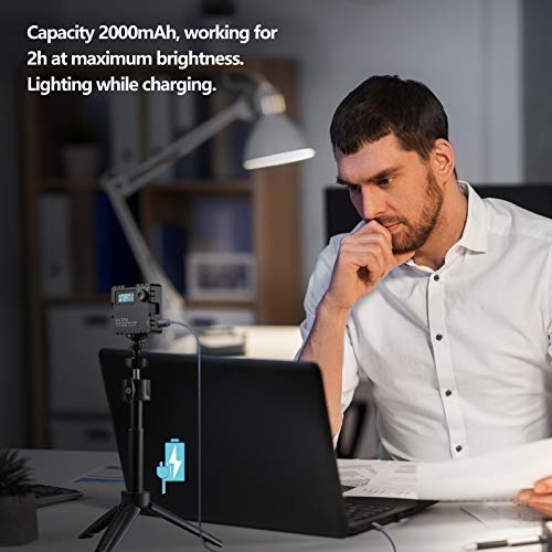 KU XIU Professional Smartphone Video Light Kit for Video Conference Recording YouTube Vlog, with Mini Tripod, Smartphone Holder, Extension Pole, Suction Cup, Adjustable Color Temperature & Brightness