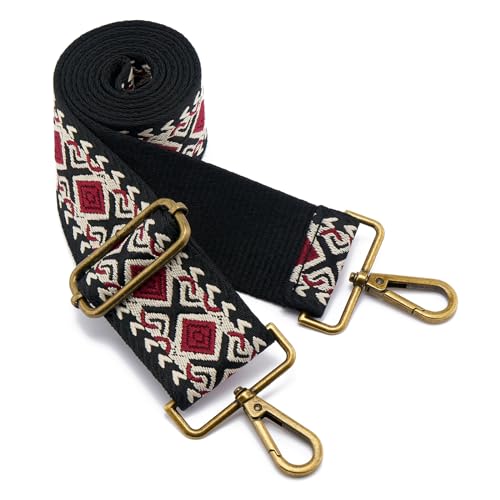 Image of ZOOEASS Bronze Buckles Purse Strap, 2 inch Wide Crossbody Handbag Strap Adjustable Replacement Shoulder Strap Vintage Embroidery