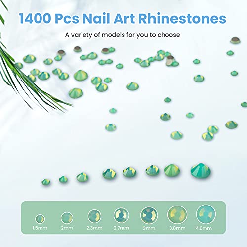 Oryougo 4 Packs Opal Jelly Nail Art Rhinestones Flatback Round Beads Glitter Crystals Mix Size Nail Charms #TOP3