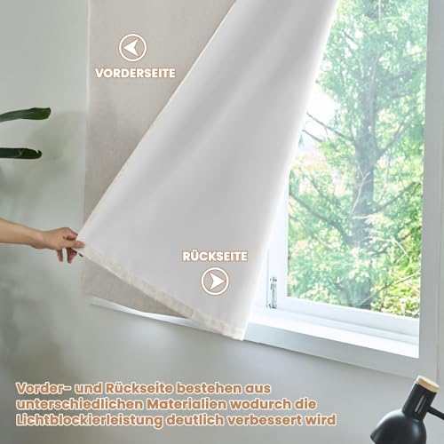 Jilron Türvorhang Blickdicht Klebend 100% Lichtundurchlässig Ohne Bohren Indoor Schlafzimmer Wohnzimmer Sonnenschutz Fenster Innen Wärmeschutz (Hellbeige-H101 x B64 cm) 1er-Pack